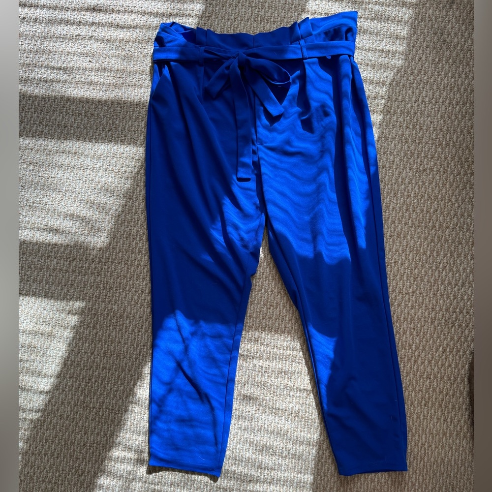 High waisted + Belted Royal Blue Pants